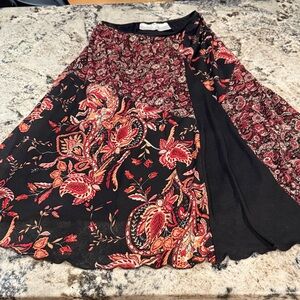 Worthington Black and Red Paisley A-Line Skirt
